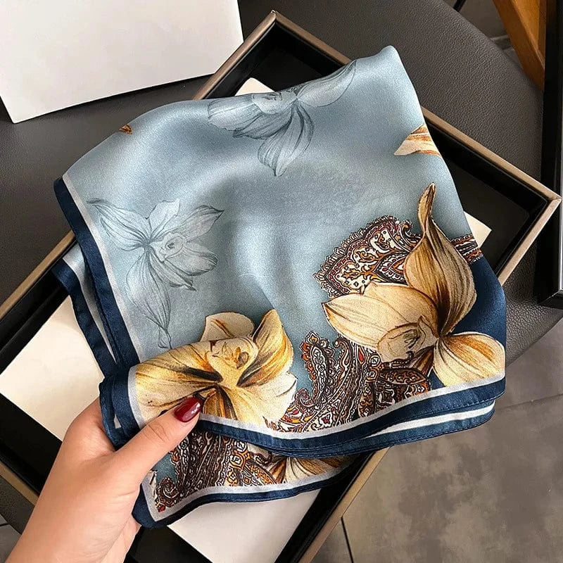 Carré 100% Soie foulard carré en soie imprimé floral premium
