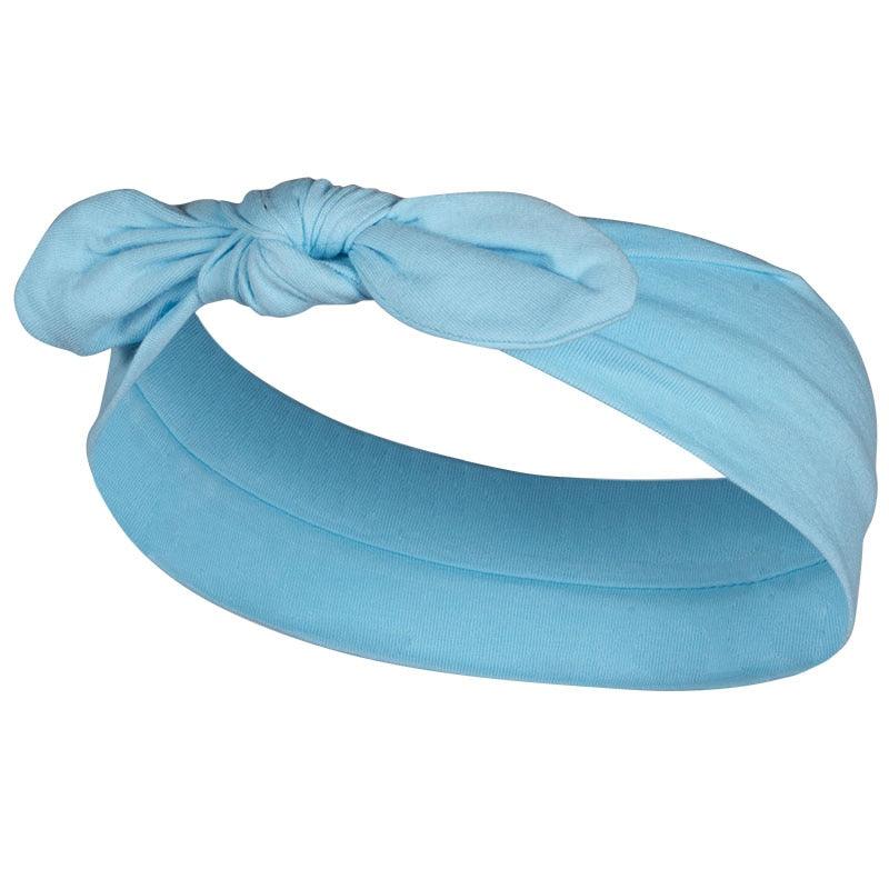 Bandeau élastique de coton avec nœud Bleu