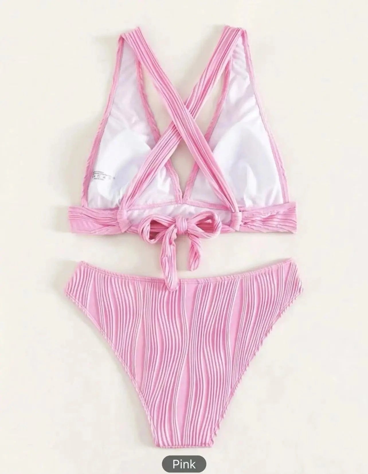 Bikini Plissé Rose Élégant : Raffinement et Confort Pour Vos Jourées de Soleil