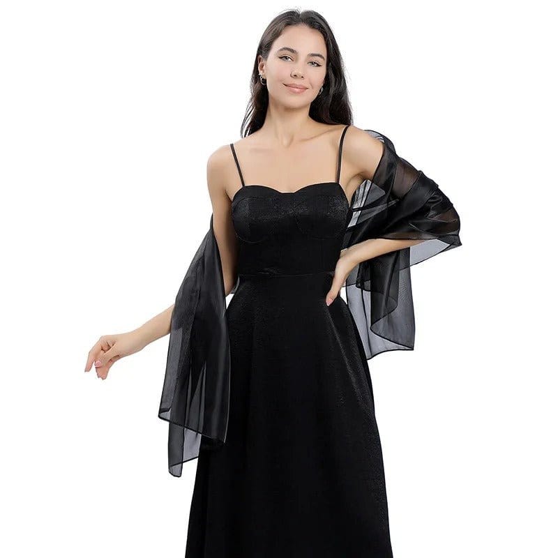 Châle de Mariage Élégant en Tissu Luxe et Léger Noir