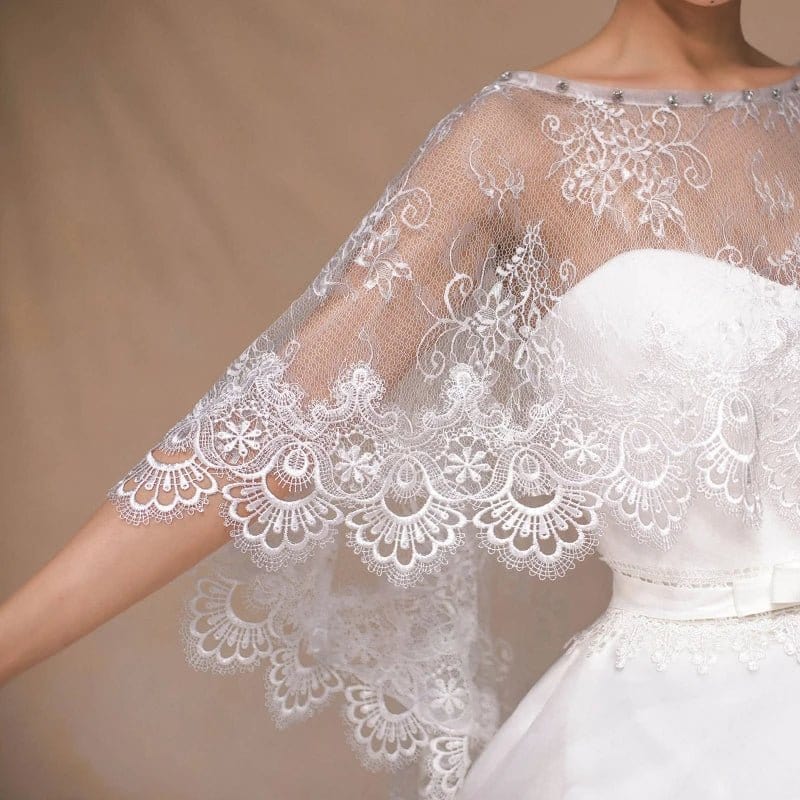 Châle Mariage en Dentelle avec Motifs Floraux - Collection Élégance Floral