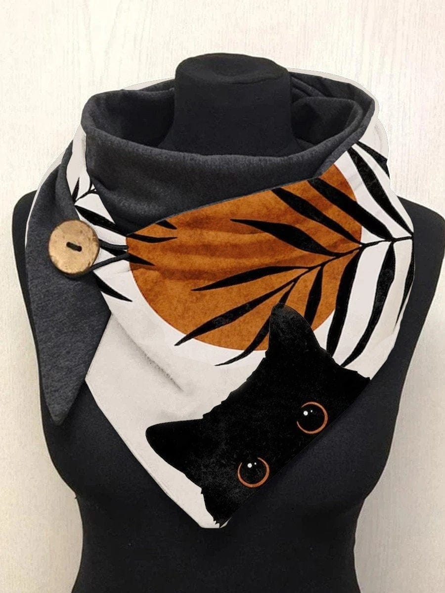 Des Chats et des Feuilles | Snood à Bouton Elegant Black / 135x50 cm