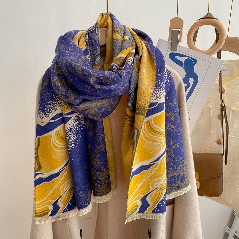 Écharpe Abstrait Jacquard Jaune