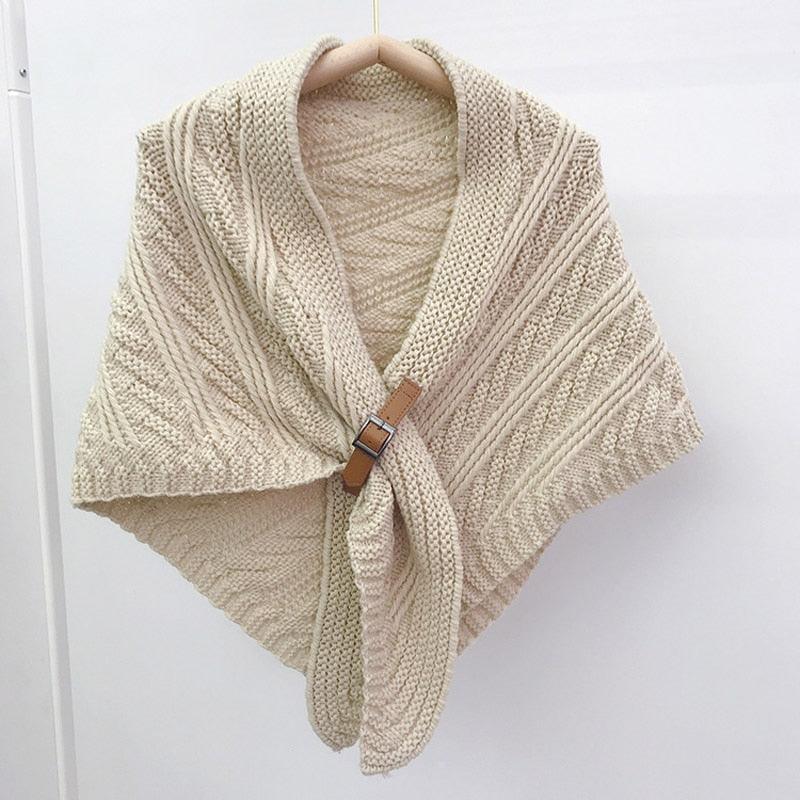 Écharpe cape tricotée unie - Modèle exclusif Beige