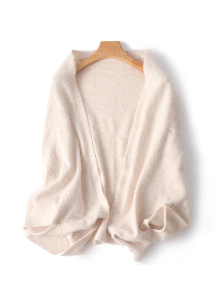 Écharpe-châle en laine de Mérinos haut de gamme Beige