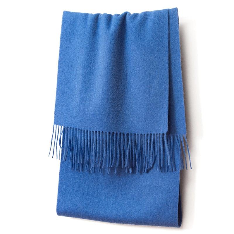 Écharpe cosy en laine uni Bleu