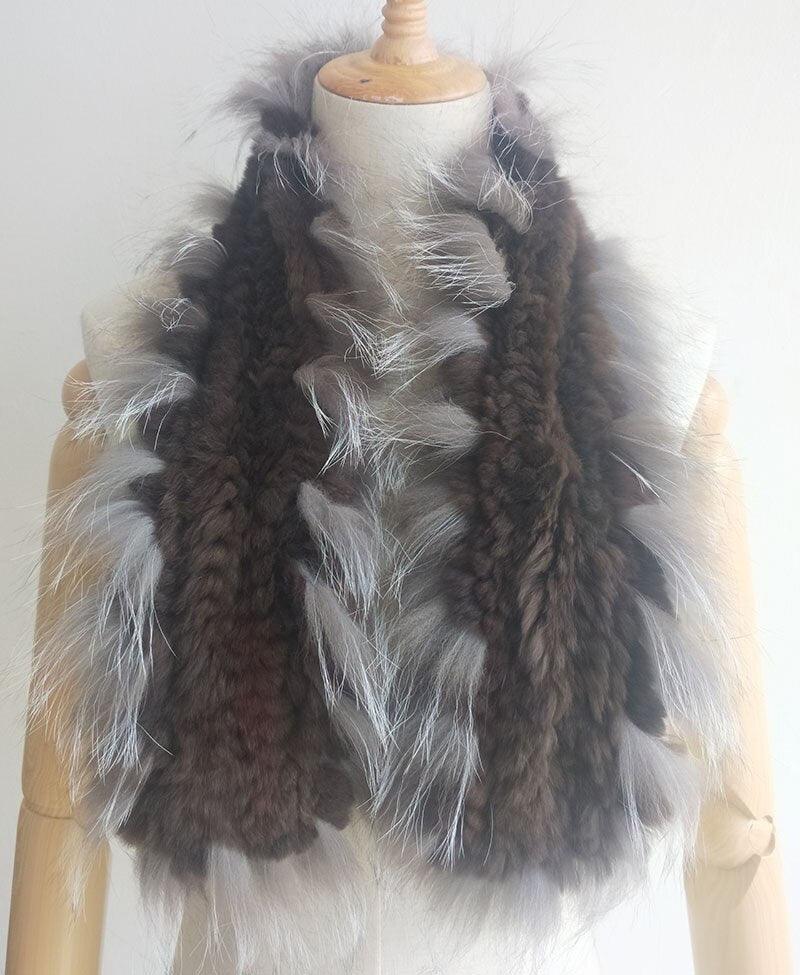 Écharpe de luxe en fourrure de lapin Marron