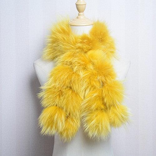 Écharpe en fausse fourrure aux pompons extravagants Jaune