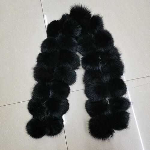 Écharpe en fausse fourrure aux pompons extravagants Noir