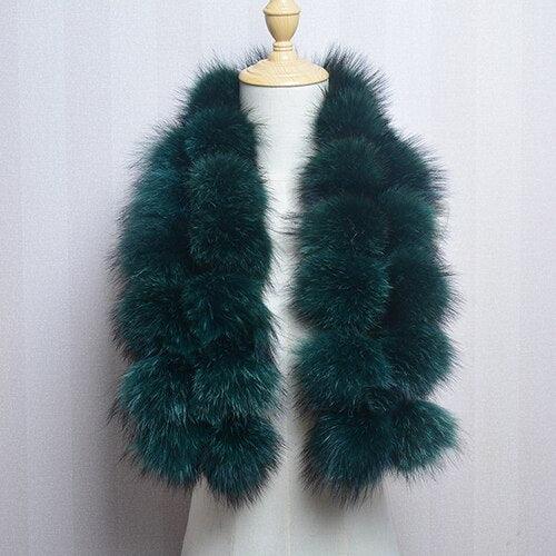 Écharpe en fausse fourrure aux pompons extravagants Vert