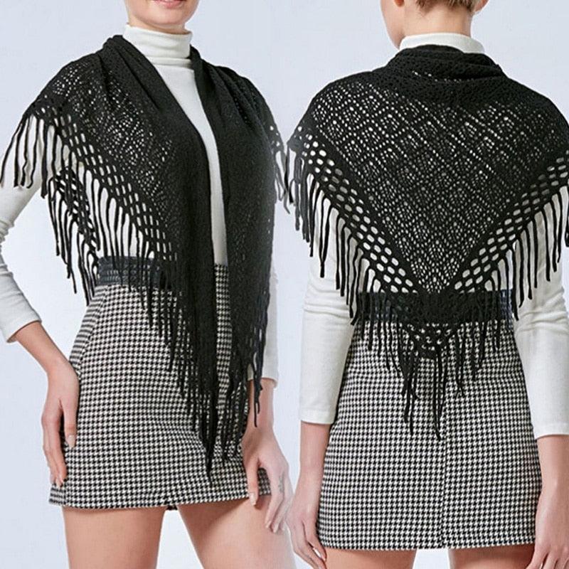 Écharpe frangée Western Chic Noir