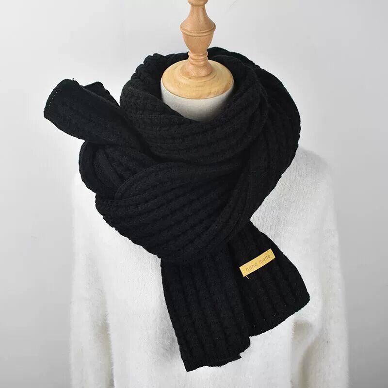 Écharpe longue et chaude en acrylique de qualité supérieure Noir