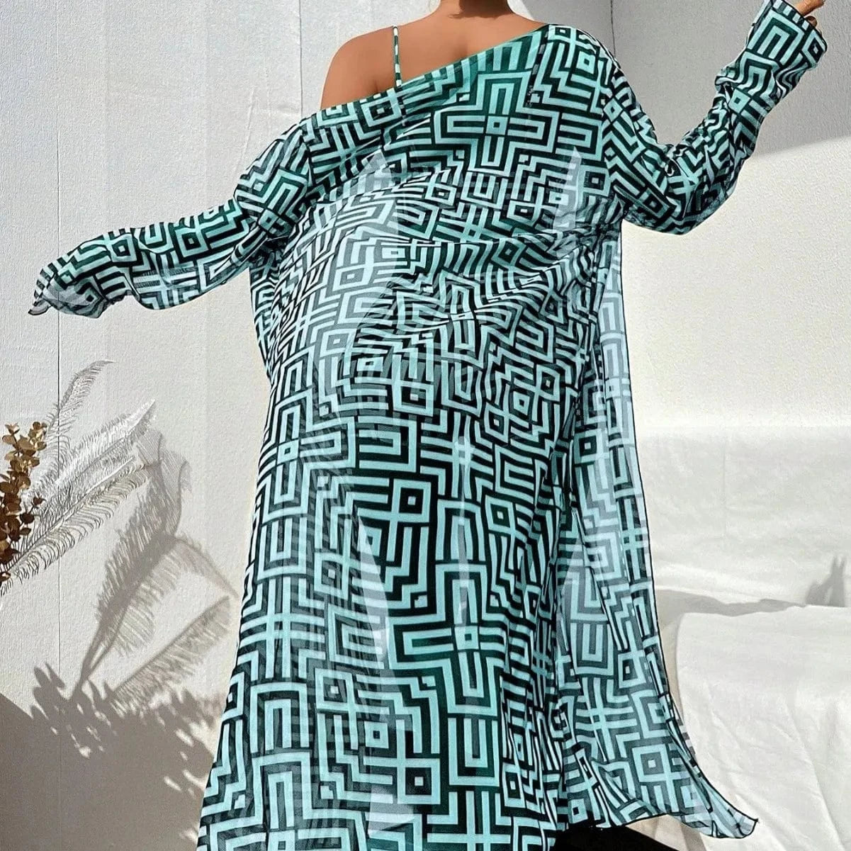 Ensemble Bikini avec Robe de Bain Géométrique Élégante - Style Chic et Confort Assuré