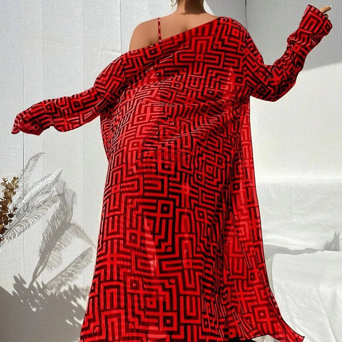 Ensemble Bikini avec Robe de Bain Géométrique Élégante - Style Chic et Confort Assuré