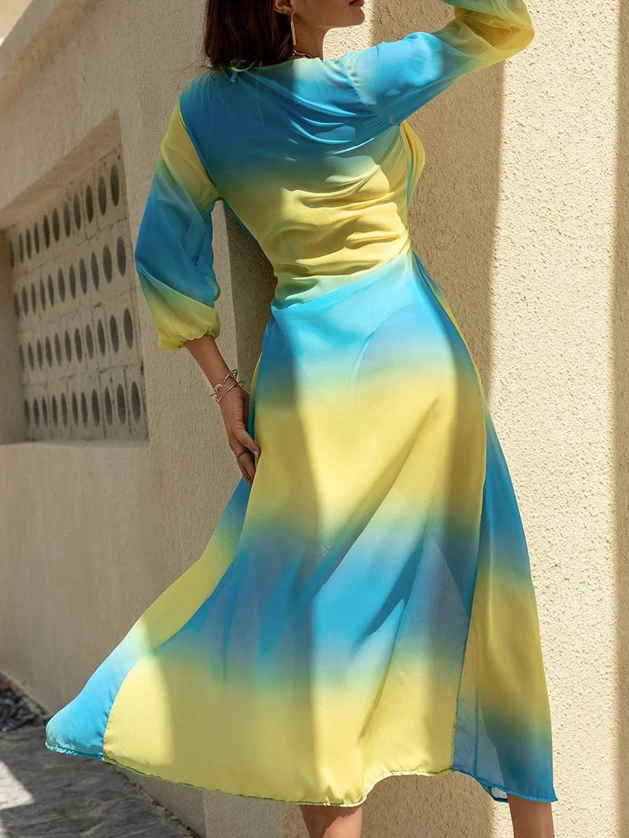 Ensemble Bikini Dégradé Coloré avec Robe de Bain Chic et Confortable