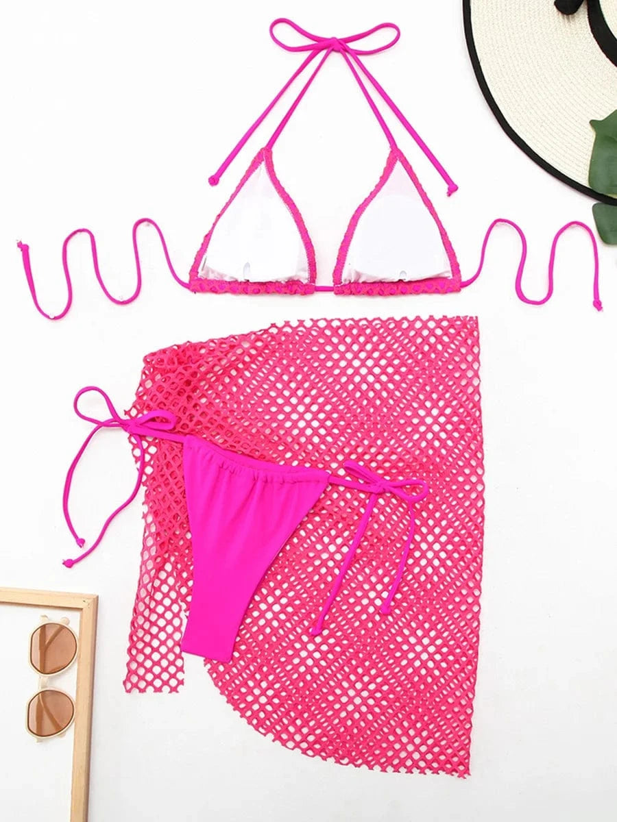 Ensemble Bikini et Jupe Filet Blanc Élégant : Style Estival Moderne et Polyvalence Balnéaire