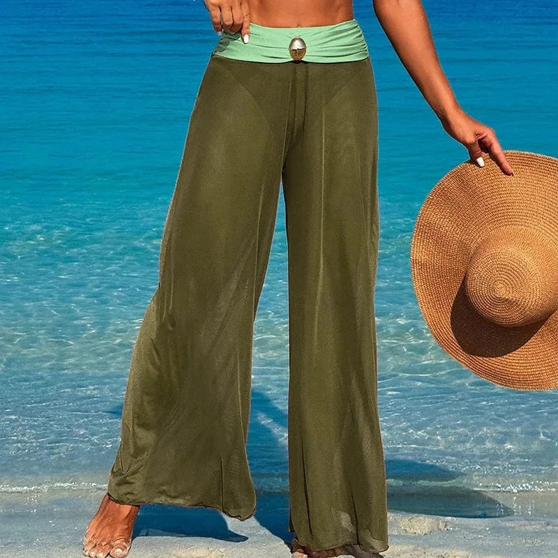 Ensemble Bikini Plage Chic avec Pantalon Fluide et Élégant pour Femme