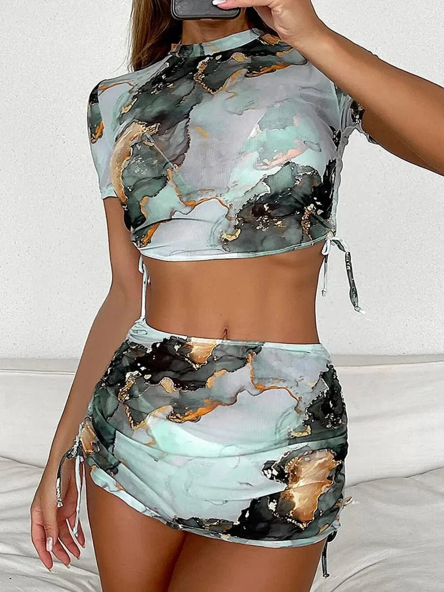 Ensemble Bikinis Marbré Artistique - Élégance et Style Estival S