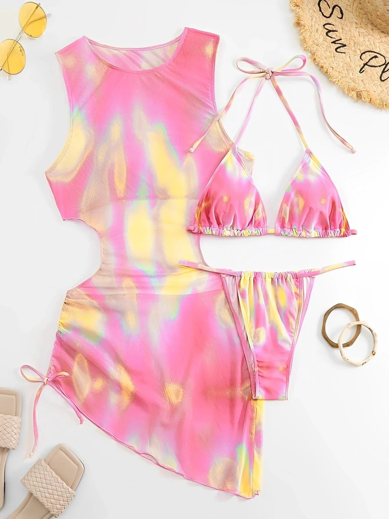 Ensemble de Bain Pastel Stylé : Bikini avec Robe Trendy et Moderne