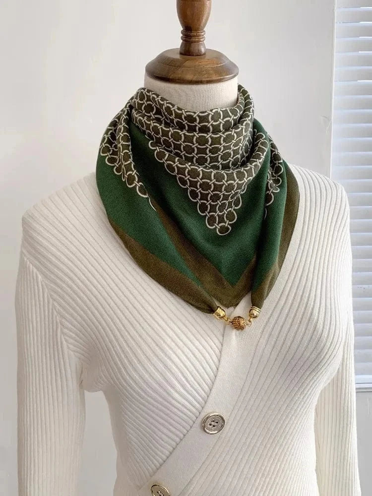 Foulard Bijou Chaîne - Écharpe chic avec motif chaîne et pendentif discret