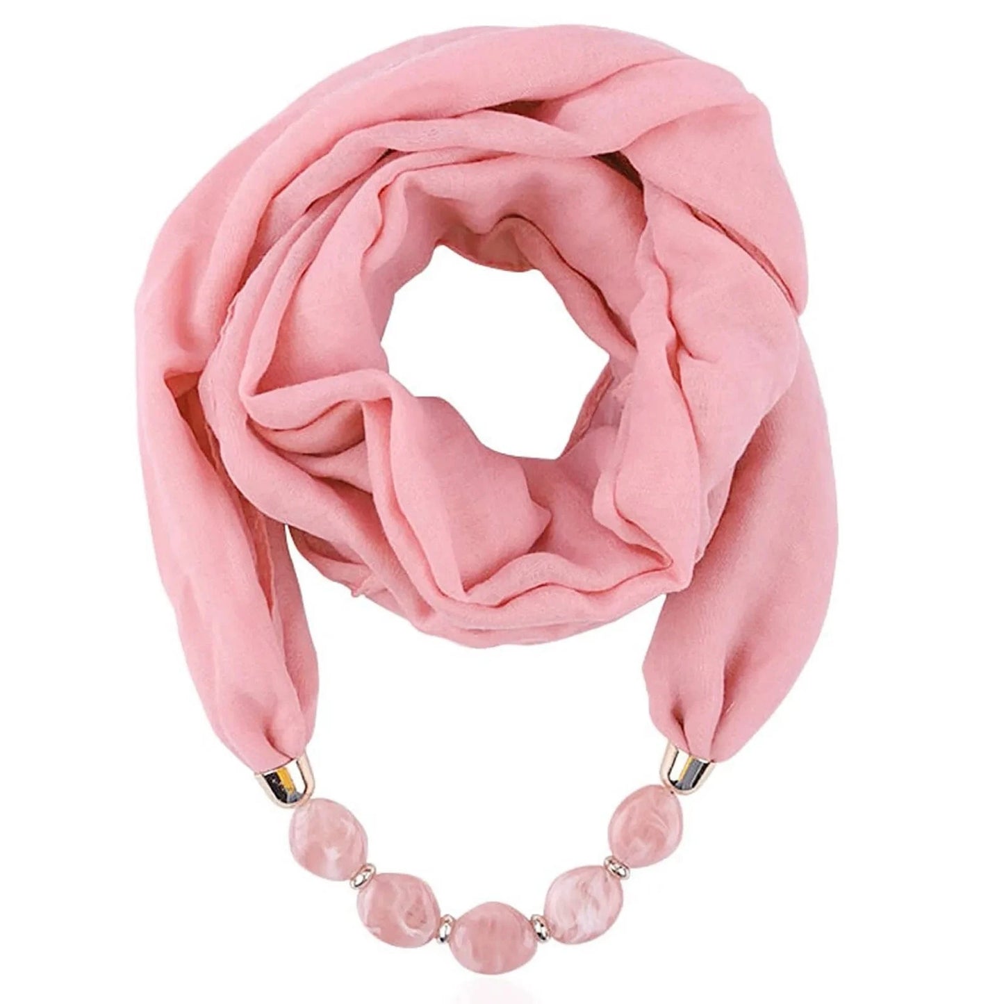 Foulard Bijou Collier Intégré — Écharpe enveloppante avec perles
