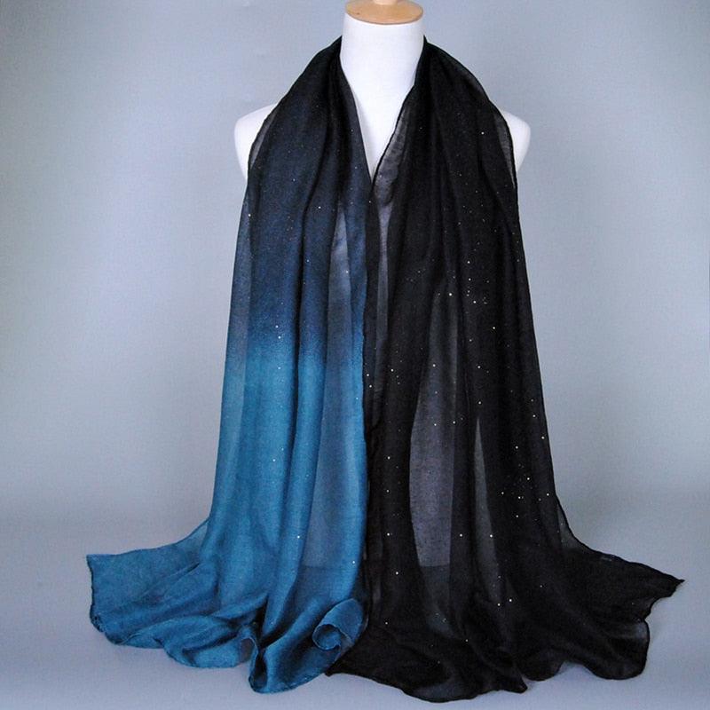 Foulard Éclat Dégradé Noir et Bleu