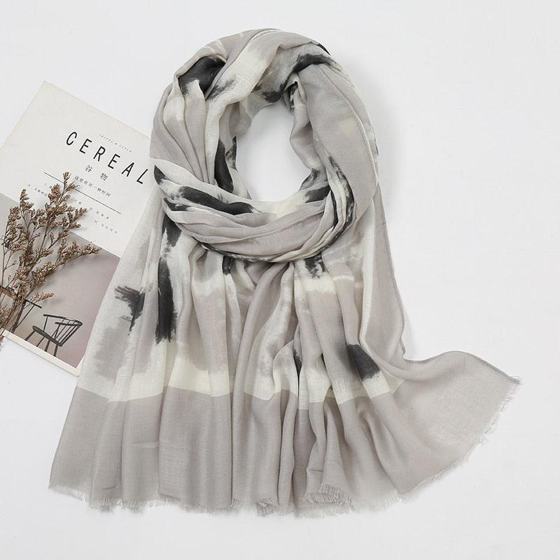 Foulard en coton bohème éclectique Gris