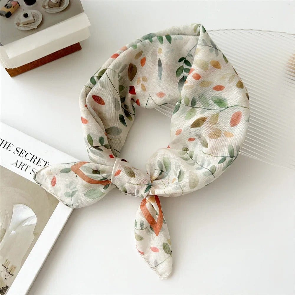 Foulard Fillette Élégant avec Motif Floral Beige