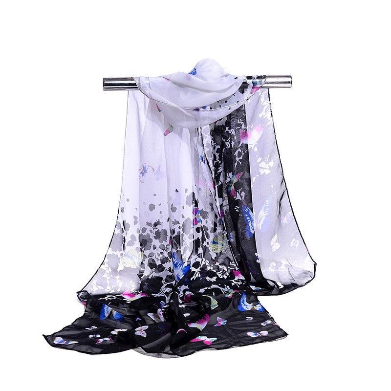 Foulard "Floral Butterfly" Noir