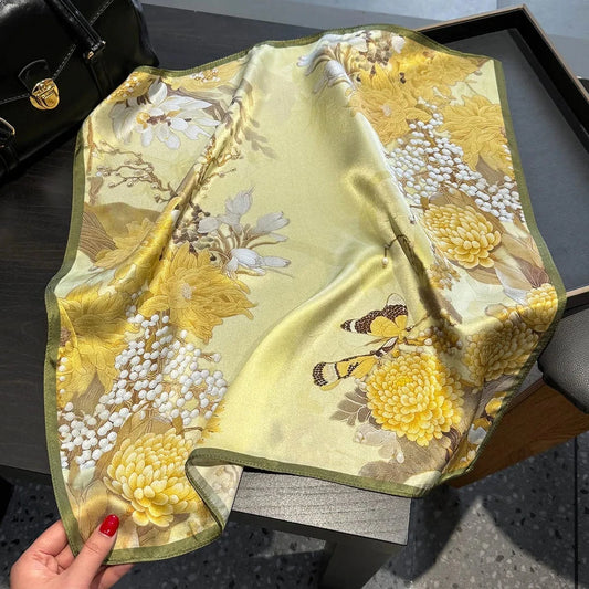 Carré 100% Soie Foulard carré de soie imprimé fleurs premium édition limitée