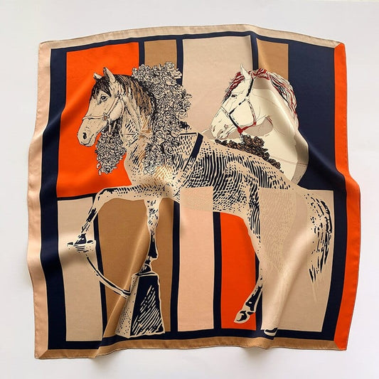 Carré 100% Soie Motif Chevaux