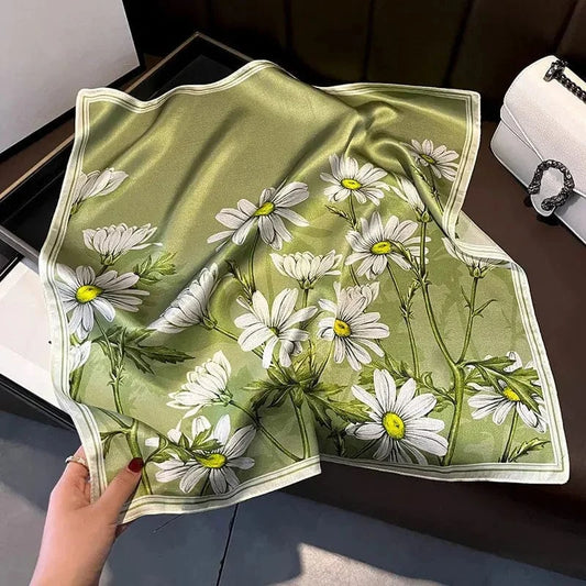 Carré 100% Soie – foulard carré en soie imprimé floral couture