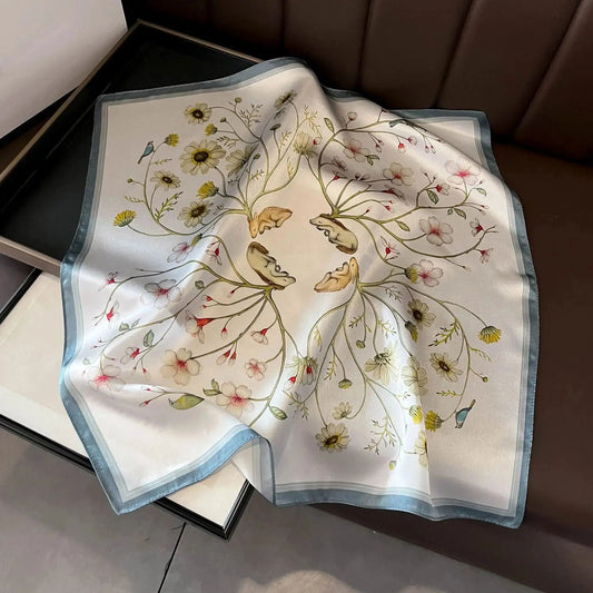 Carré 100% Soie foulard carré en soie imprimé élégant et tendance