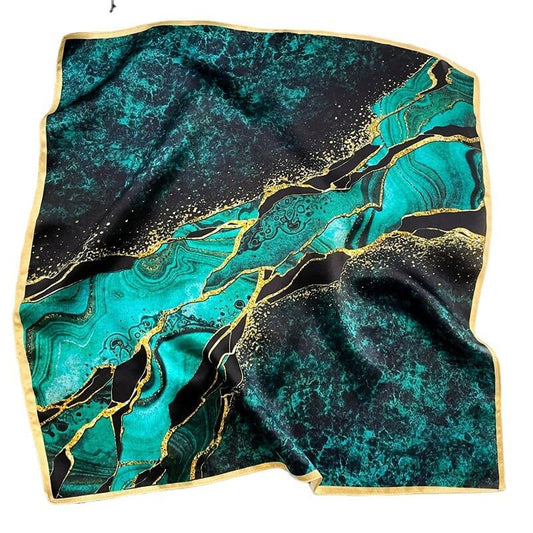 Carré 100% Soie Eau Turquoise