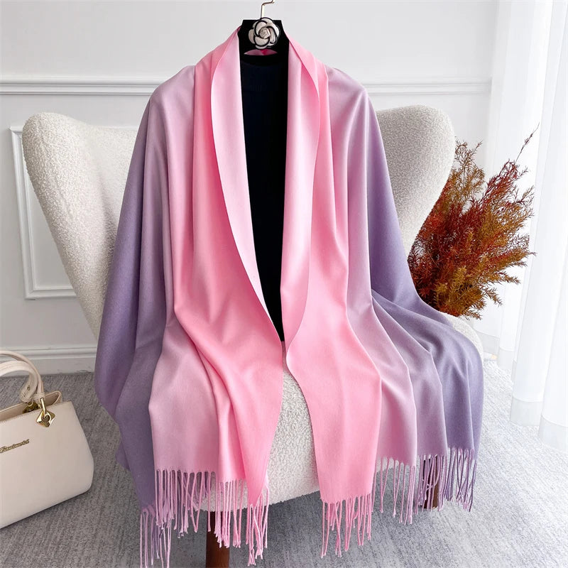 Echarpe Acrylique Lilas-Rose Poudre Dégradé Pastel