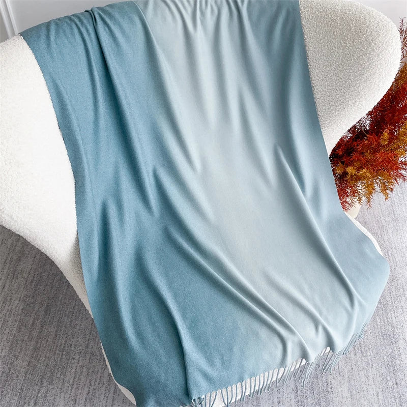 Echarpe Acrylique Dégradé Bleu Ciel - Bleu Ciel Pastel Doux et Velouté