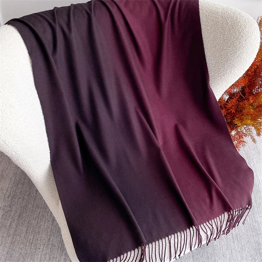 Echarpe Acrylique Dégradé Bleu Nuit et Bordeaux - Foulard chic 190x70 cm