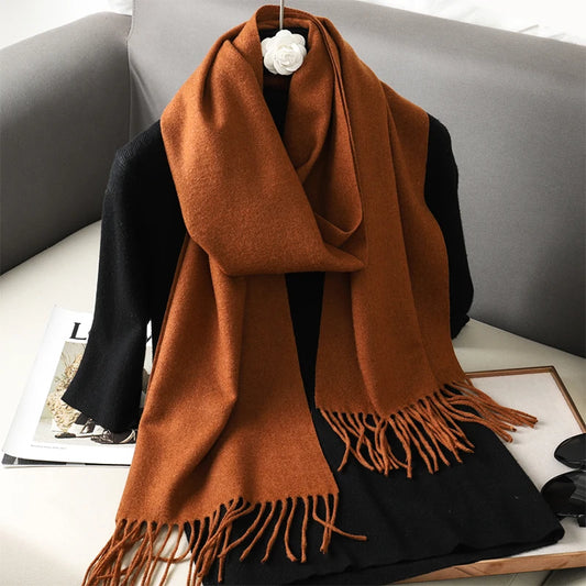 Echarpe Cachemire Rouille Cuivrée - Foulard 180x30 cm, chaude et chic
