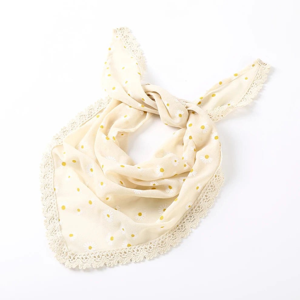 Bandana Femme Champêtre Élégant aux Motifs Floraux Beige