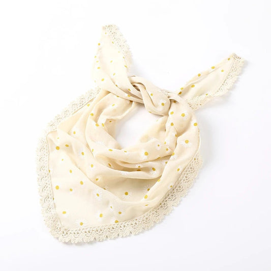 Bandana Femme Champêtre Élégant aux Motifs Floraux Beige