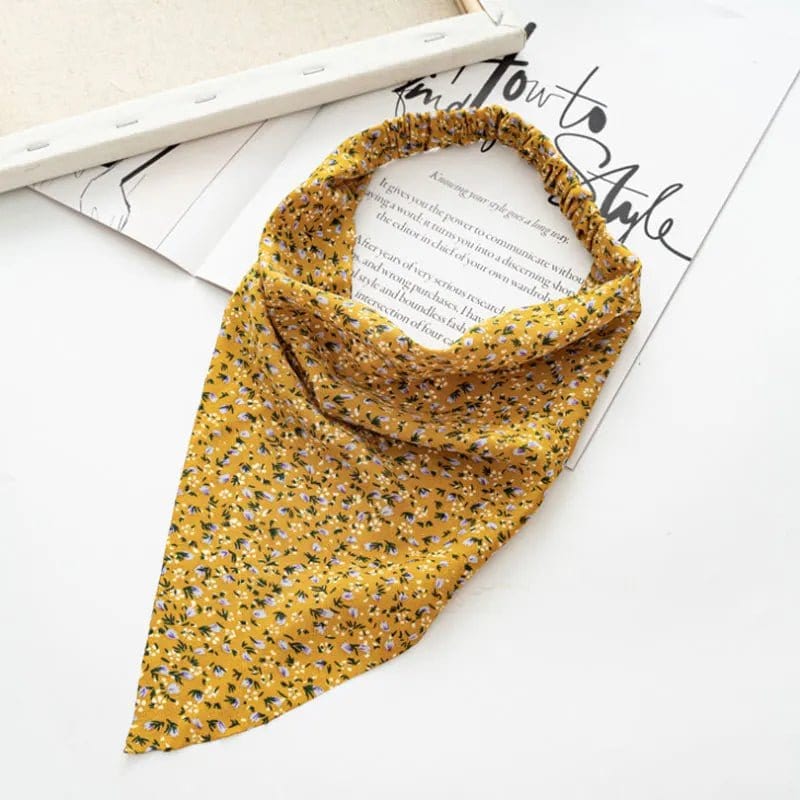 Bandana Femme Triangulaire - Collection Florale Jaune
