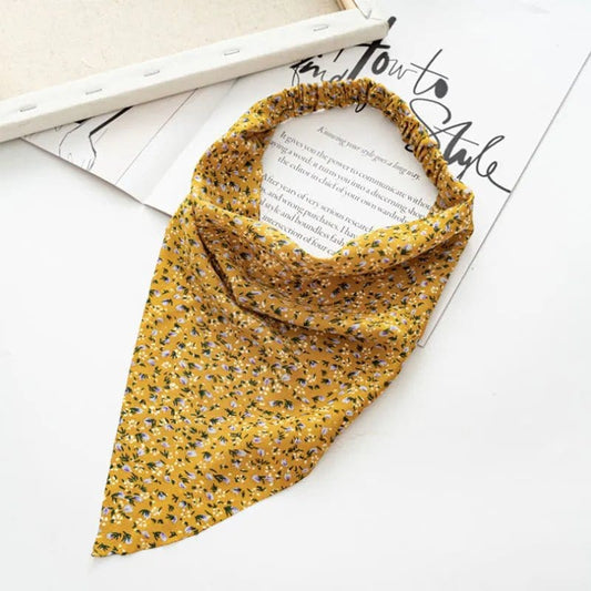 Bandana Femme Triangulaire - Collection Florale Jaune