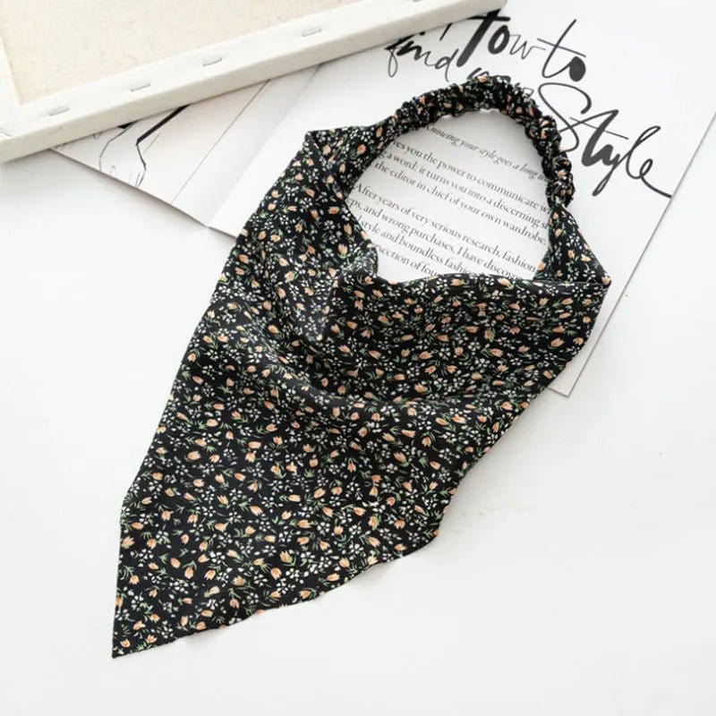 Bandana Femme Triangulaire - Collection Florale Noir