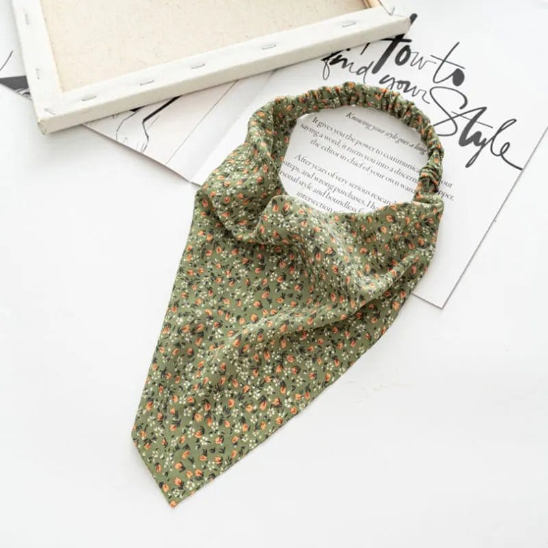 Bandana Femme Triangulaire - Collection Florale Vert