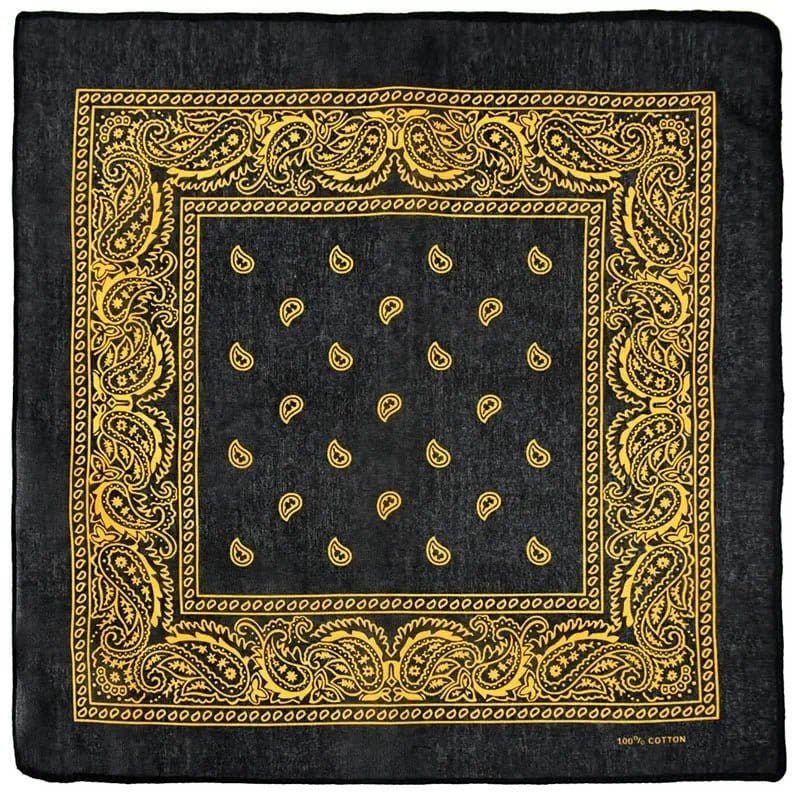 Bandana Noir Éclatant avec Motif Floral Jaune