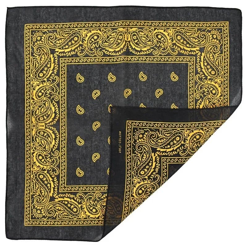 Bandana Noir Éclatant avec Motif Floral Jaune