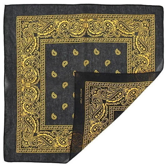 Bandana Noir Éclatant avec Motif Floral Jaune