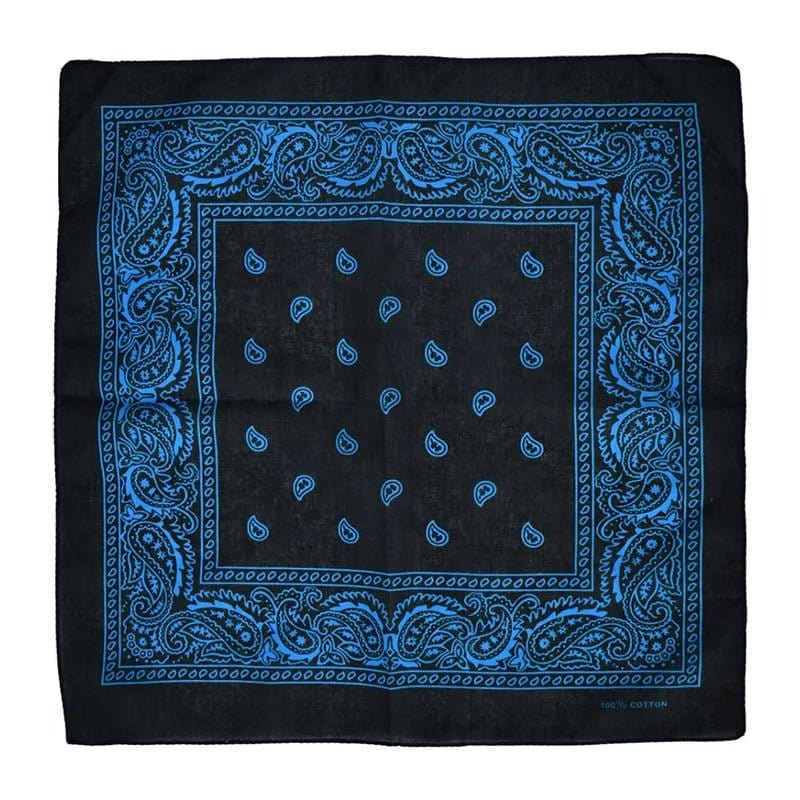 Bandana Noir en Coton avec Logo Imprimé Bleu