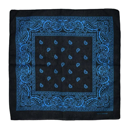 Bandana Noir en Coton avec Logo Imprimé Bleu