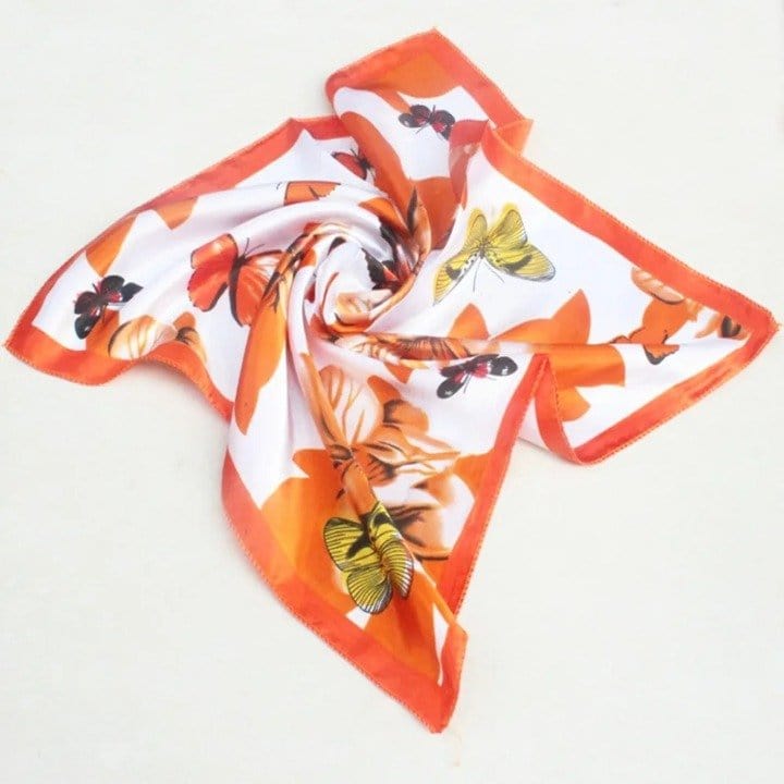 Bandana Orange Fleurs et Papillons